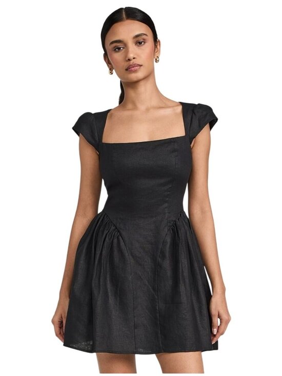 Reformation Dresses & Skirts - Reformation Oaklyn Linen Mini Dress Black NWT - Size 4